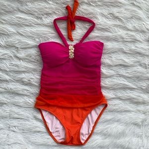Lauren Ralph Lauren | Pink Orange Ombré One Piece Swimsuit